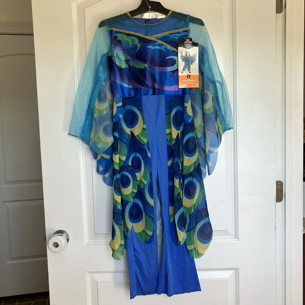 Hyde And Eek Posh Peacock Halloween Dress-Up Costume Sz S 6-7 Jumpsuit Headpiece